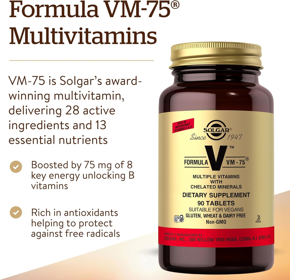 Solgar Formula VM-75 Multivitamin with Chelated Minerals - 90 Tablets - görsel 3