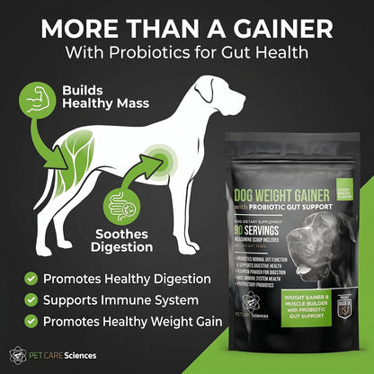Dog Weight Gainer with Probiotic Digestive Support – 90 Servings