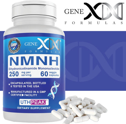 Genex Formulae 250mg NMNH (60 Capsules) | UthPeak™ Dihydronicotinamide Mononucleotide NAD+ Precursor