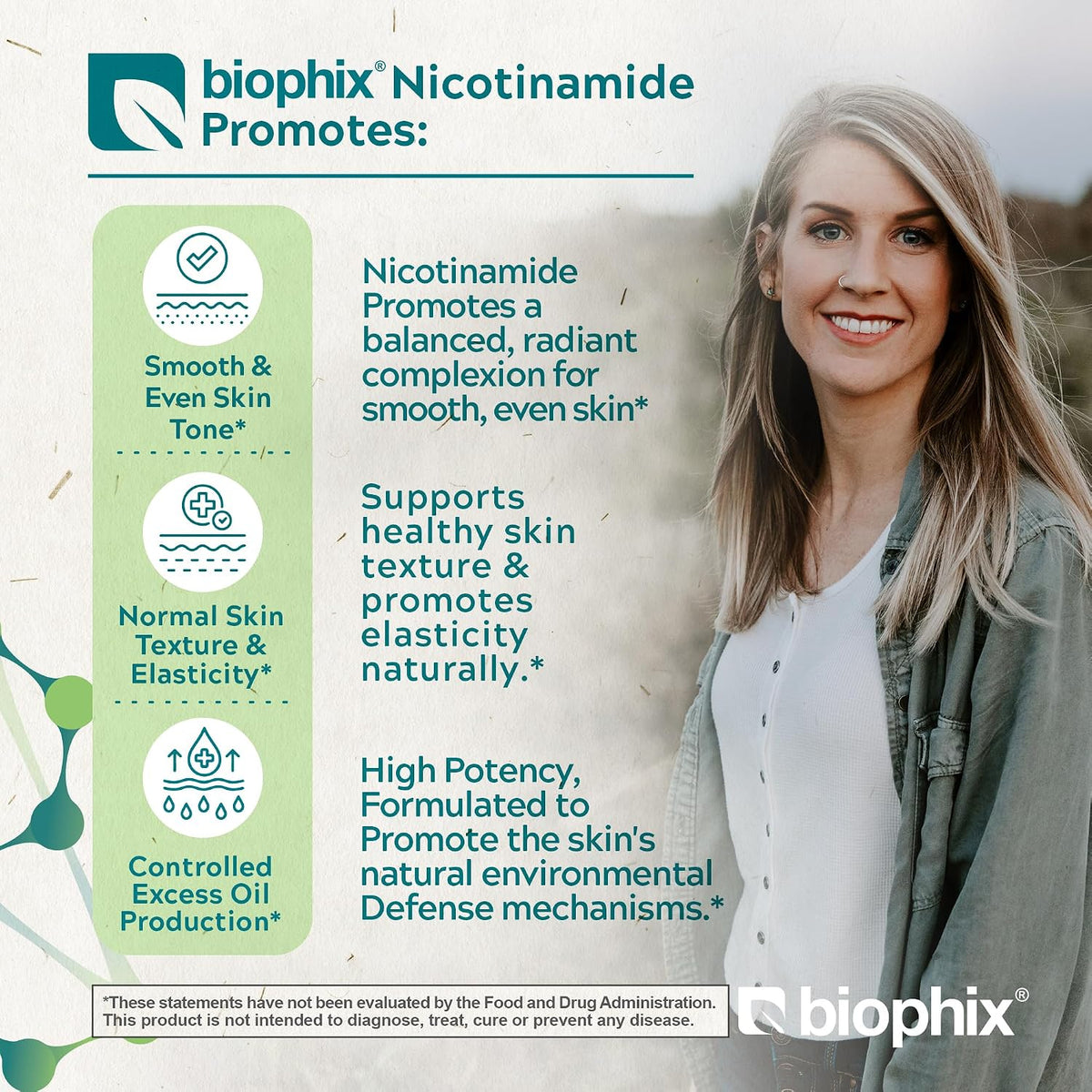 biophix B-3 Nicotinamide Pantothenate 1350 mg 120 Vcaps – Clear Skin Series B5 Pantothenic Acid Natural Flush-Free Nicotinic Amide Niacin – Supports Skin Cell Health - görsel 2