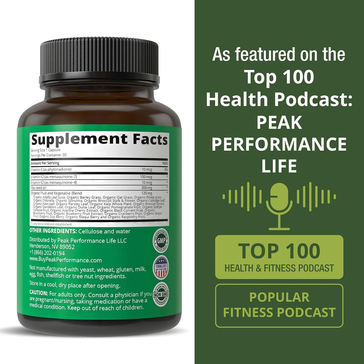Vitamin K Capsules with Whole Food Blend of 25+ Vegetables and Fruits - görsel 6