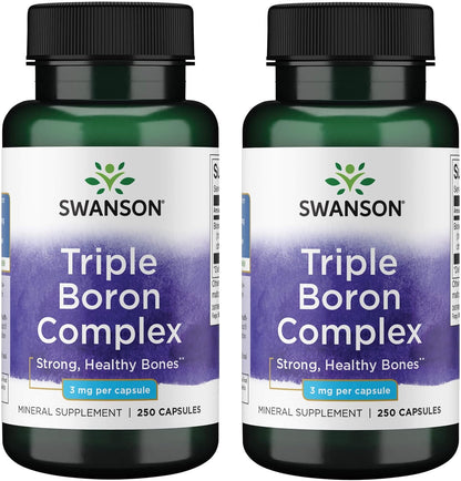 Swanson Triple Boron Complex - Mineral Supplement with Citrate, Aspartate, Glycinate - 250 Capsules (4 Pack)
