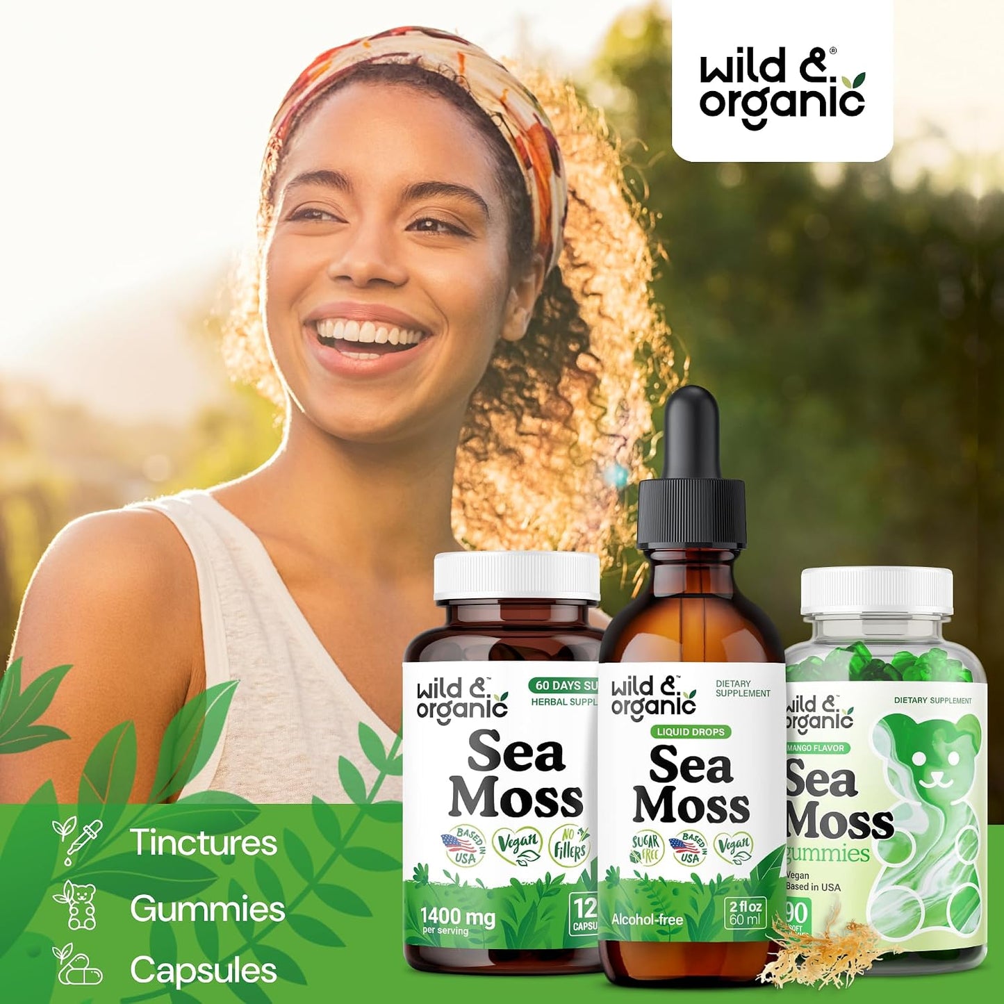 Wild & Organic Sea Moss Liquid Drops - Immune Support - Irish Sea Moss and Bladderwrack Tincture - Multimineral Chondrus Crispus Supplement - Vegan, Sugar & Alcohol-Free - 60 ml - görsel 8