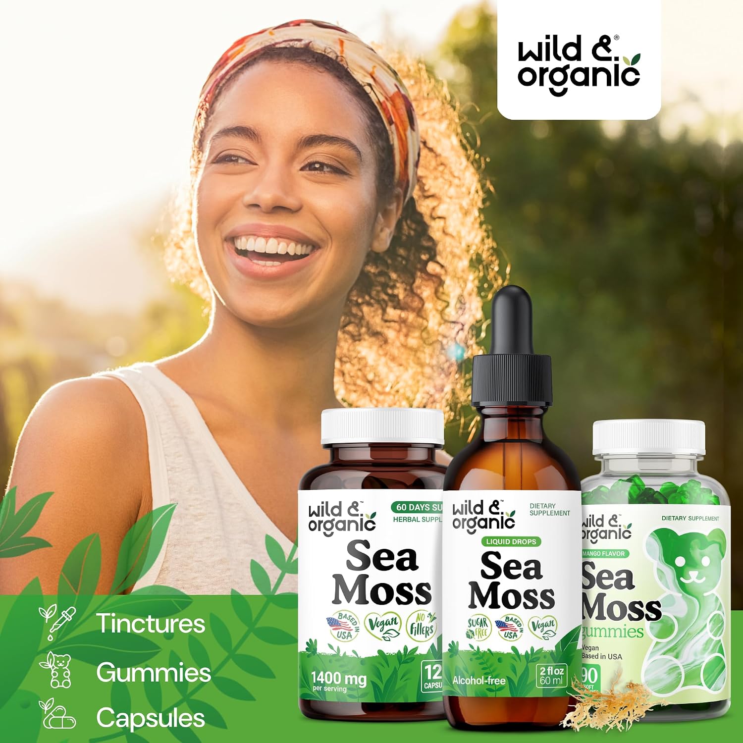Wild & Organic Sea Moss Liquid Drops - Immune Support - Irish Sea Moss and Bladderwrack Tincture - Multimineral Chondrus Crispus Supplement - Vegan, Sugar & Alcohol-Free - 60 ml - görsel 8