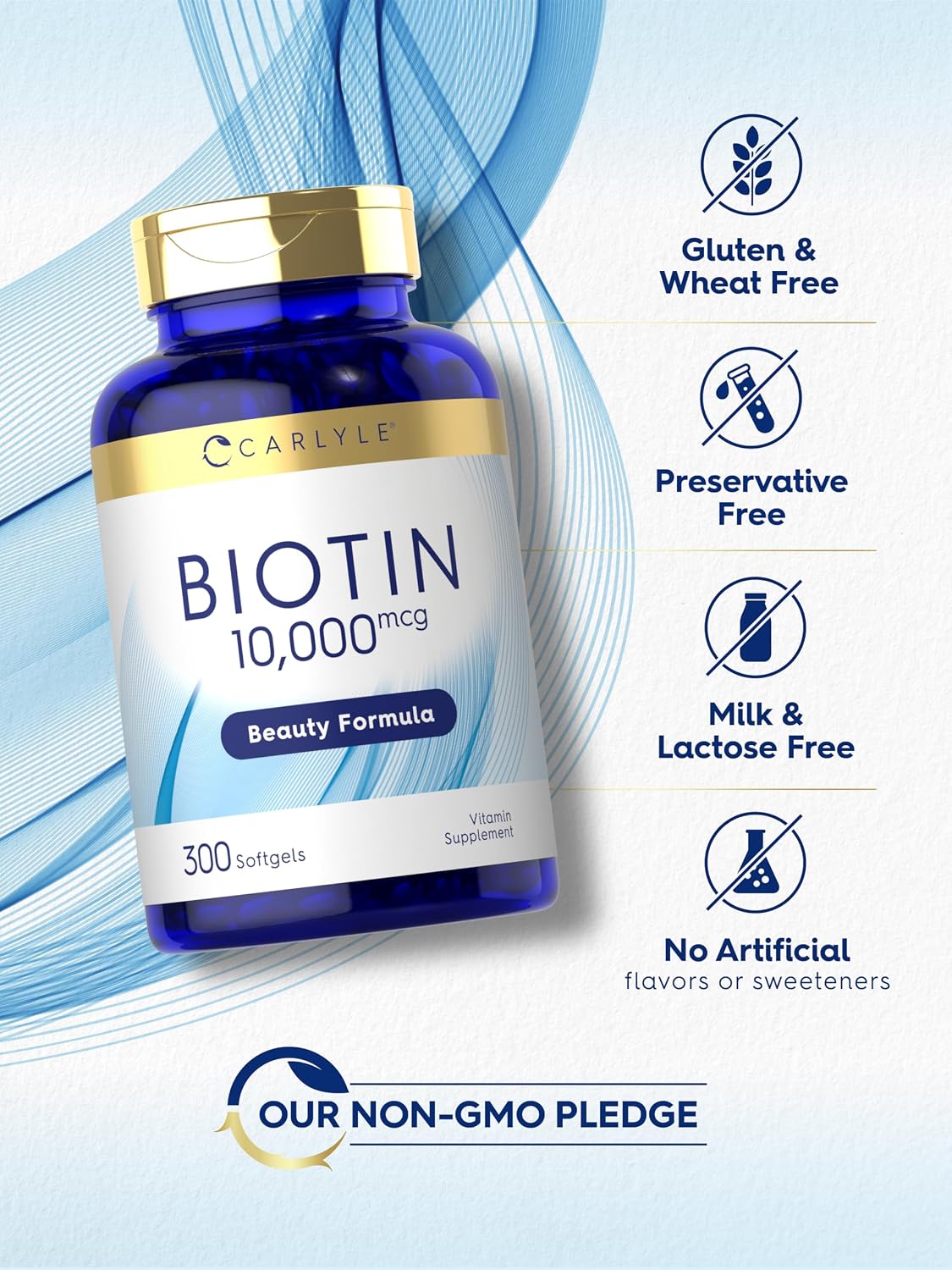 Carlyle Biotin 10000mcg, 300 Softgels - High Strength for Hair, Skin, and Nails - görsel 5
