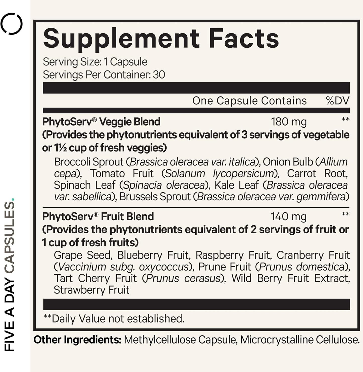 Codeage Instantfood Five A Day, Fruits and Vegetables Nutrients, 30 Capsules - görsel 2