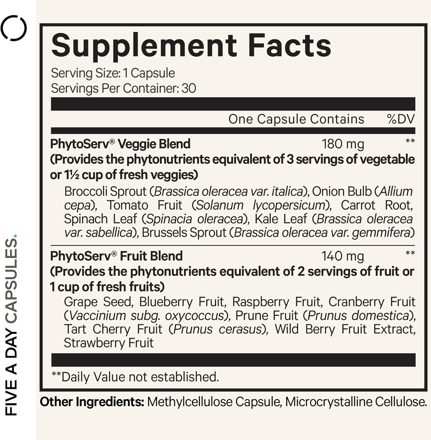 Codeage Instantfood Five A Day, Fruits and Vegetables Nutrients, 30 Capsules - görsel 2