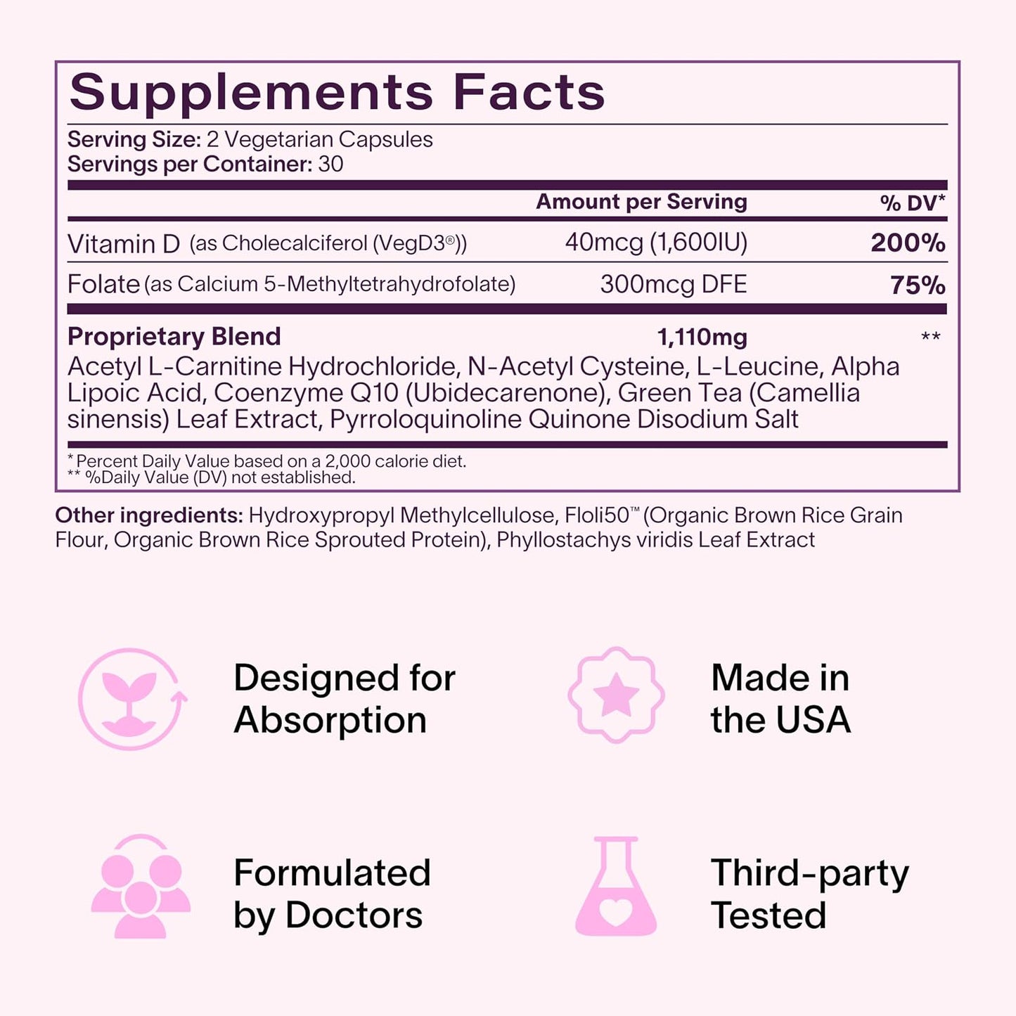 Ladywell Fertility + Egg Health Supplement with CoQ10, Folate and Key Ingredients - 60 Capsules - görsel 7