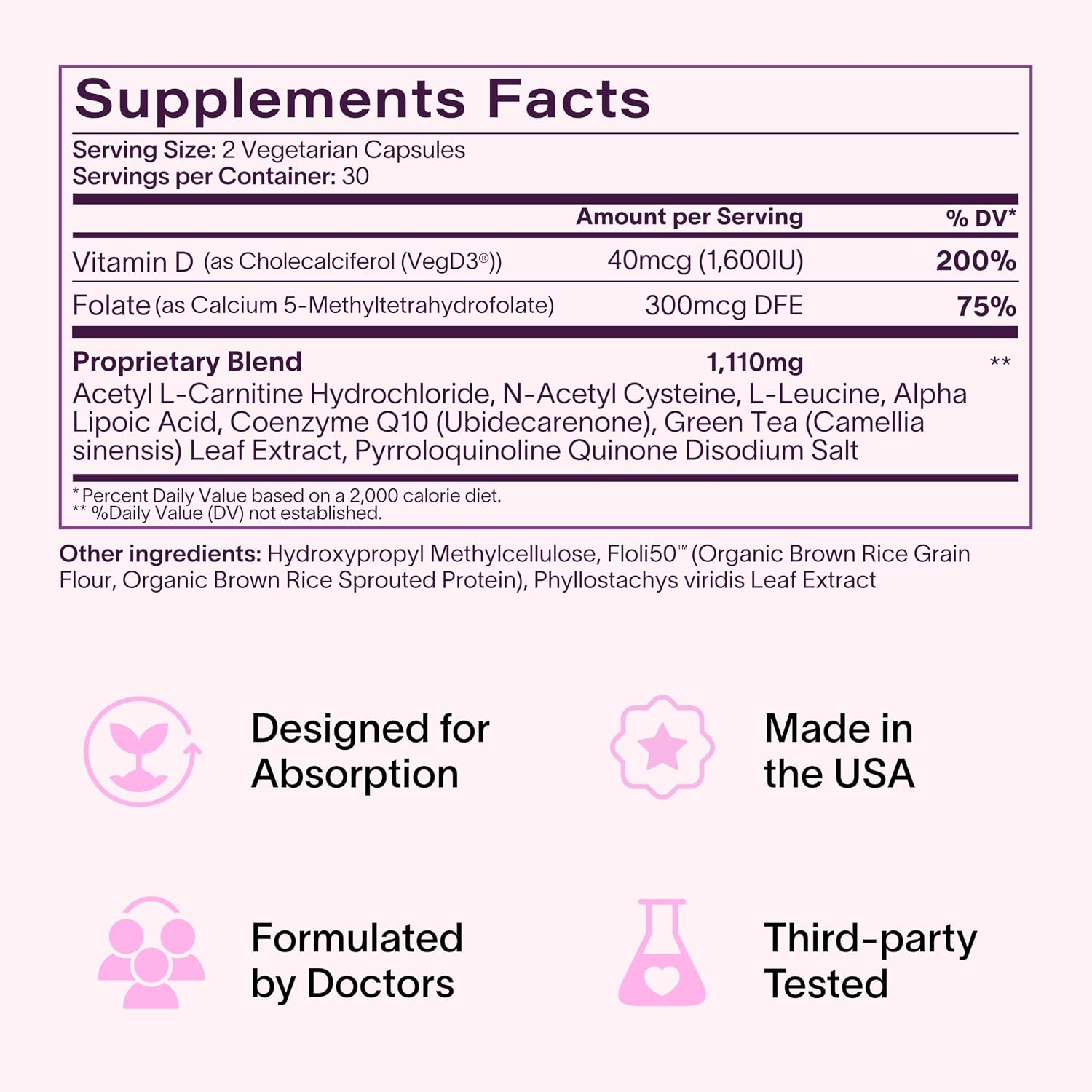 Ladywell Fertility + Egg Health Supplement with CoQ10, Folate and Key Ingredients - 60 Capsules - görsel 7