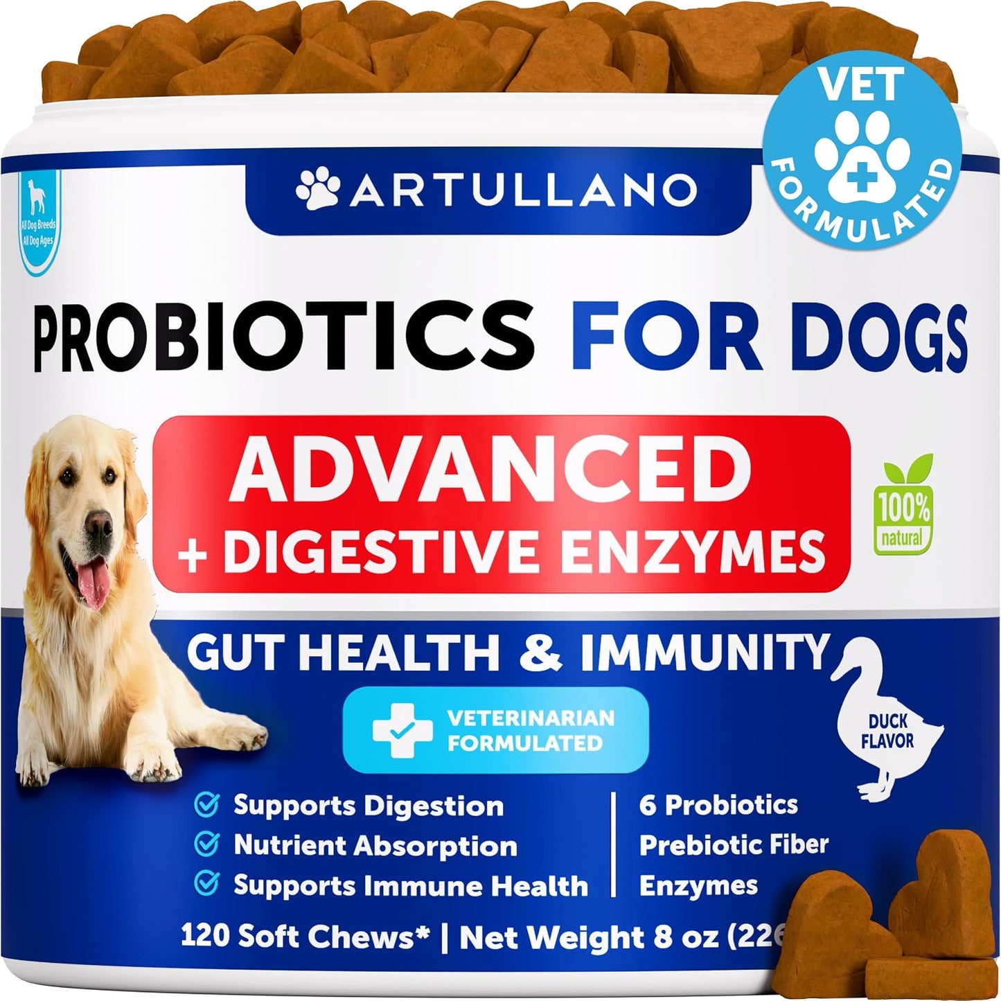 Probiotics for Dogs - Support Gut Health, Itchy Skin, Allergies, Immunity, Yeast Balance - Dog Probiotics and Digestive Enzymes with Prebiotics - 180 Probiotic Chews for Dogs - görsel 7
