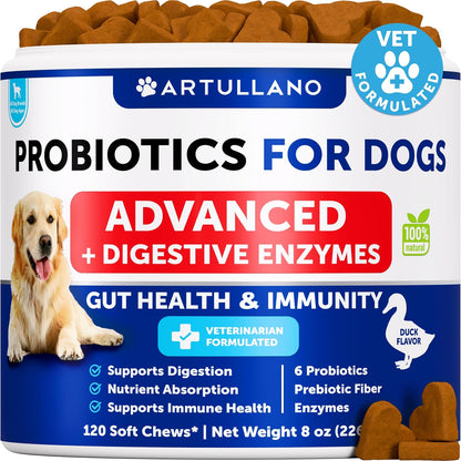 Probiotics for Dogs - Support Gut Health, Itchy Skin, Allergies, Immunity, Yeast Balance - Dog Probiotics and Digestive Enzymes with Prebiotics - 180 Probiotic Chews for Dogs