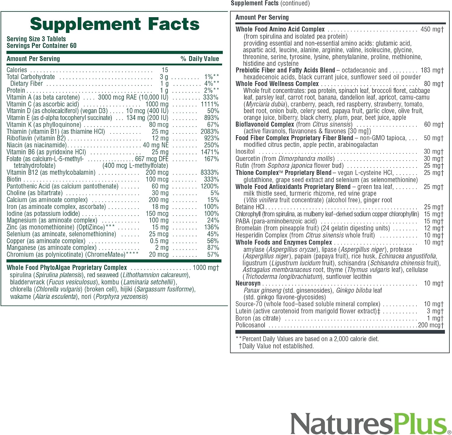 NaturesPlus Ultra Source of Life Multivitamin - 180 Tablets - görsel 5