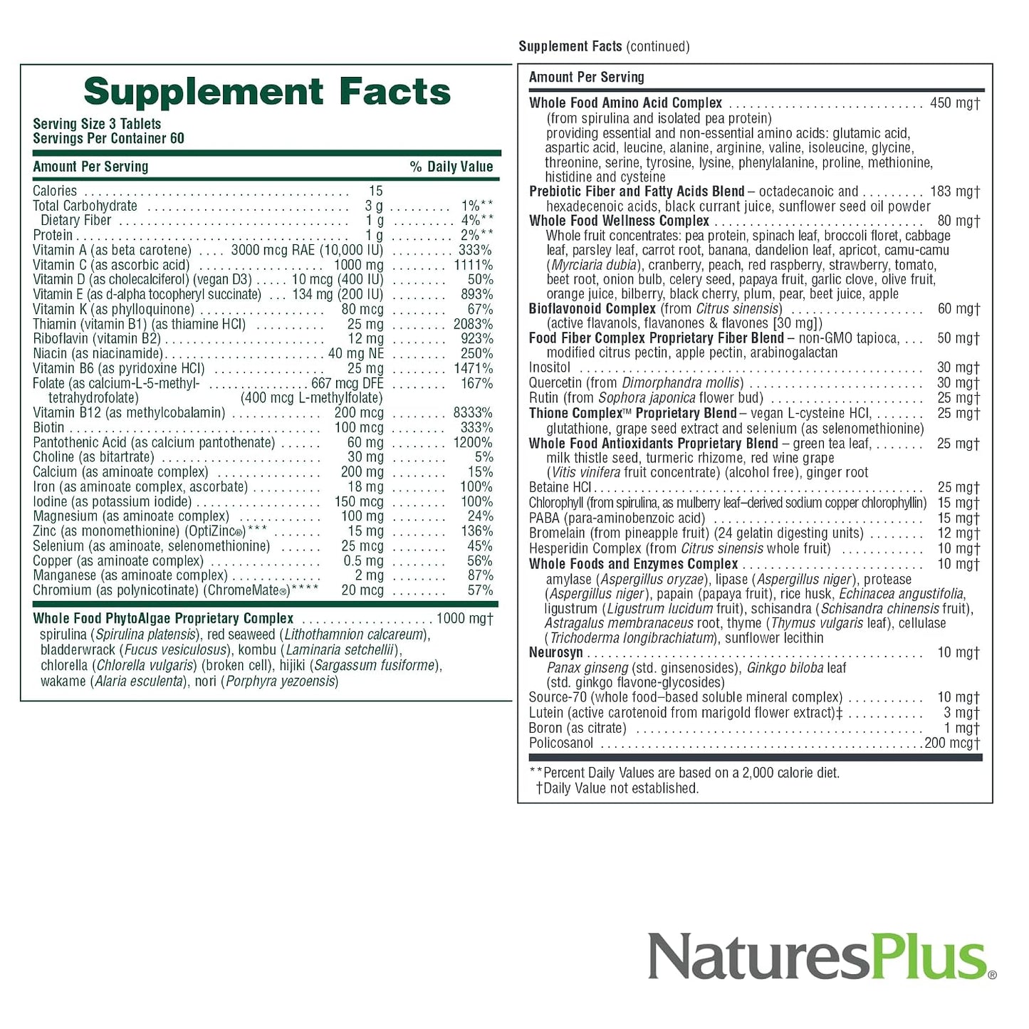 NaturesPlus Ultra Source of Life Multivitamin - 180 Tablets - görsel 5