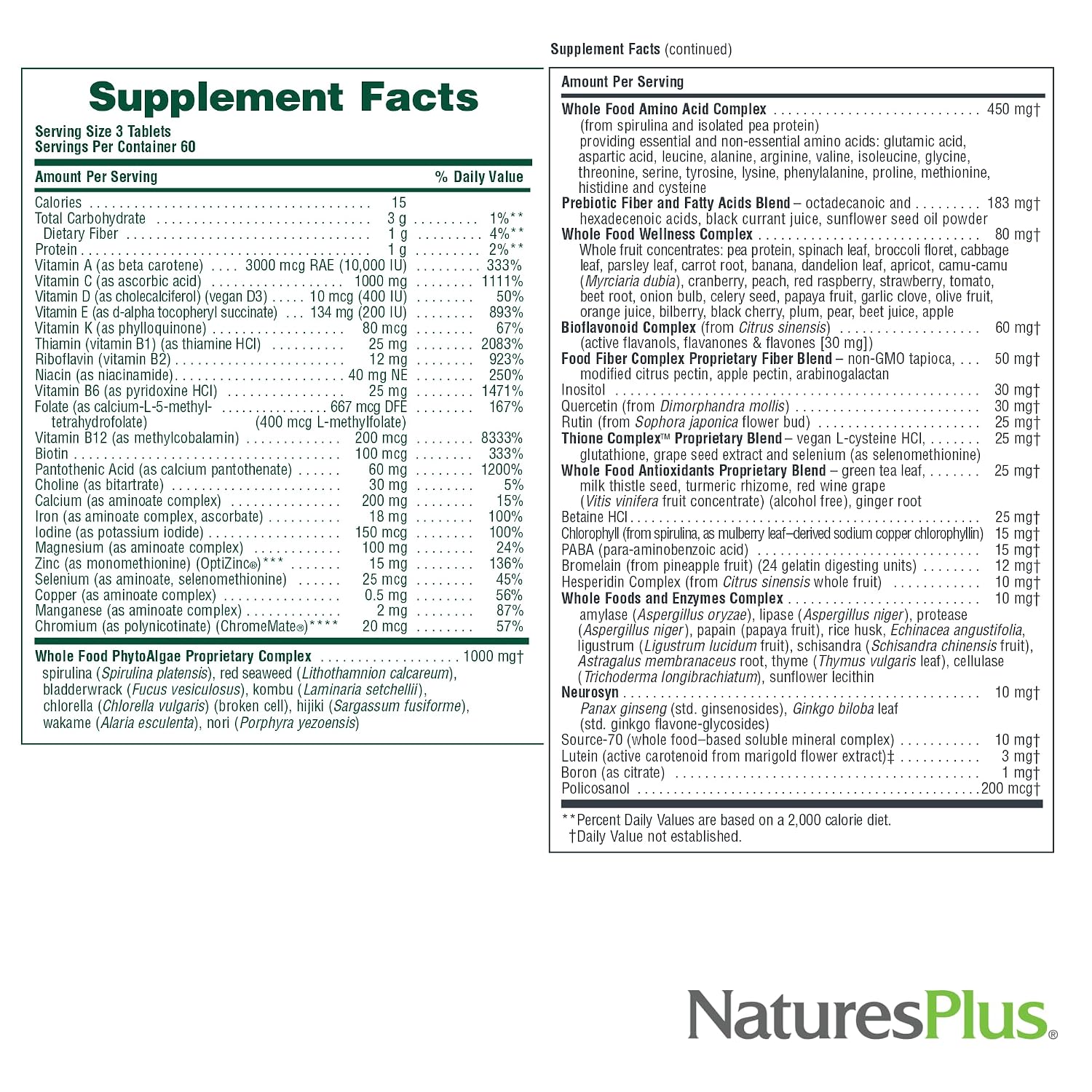 NaturesPlus Ultra Source of Life Multivitamin - 180 Tablets - görsel 5