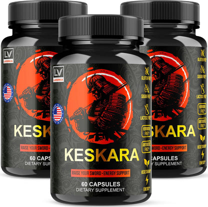(3 Pack) Keskara Pills for Men, All-Natural Formula, 180 Capsules