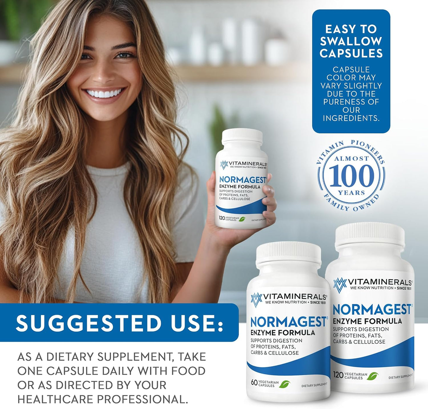 Vitaminerals 61 Normagest - Digestion Support Formula for Protein, Fats & Carbs, Veggie Caps (60 Capsules) - görsel 6