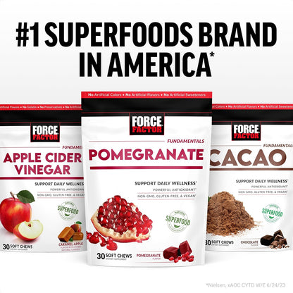 Force Factor Pomegranate Soft Chews – Healthy Ageing, Heart, Bone & Brain Support, 30 Chews