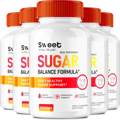 Sweet Vital Relief Blood Balance Formula - Official Blood Formula Support Food Supplement Capsules (5 Pack)