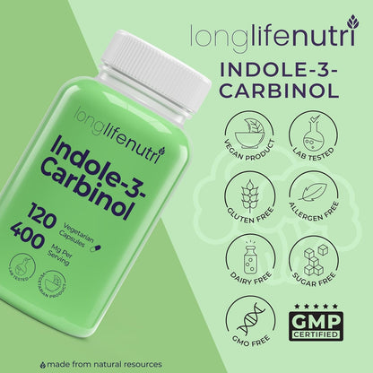 LongLifeNutri Indole-3-Carbinol 400mg - 120 Vegetarian Capsules