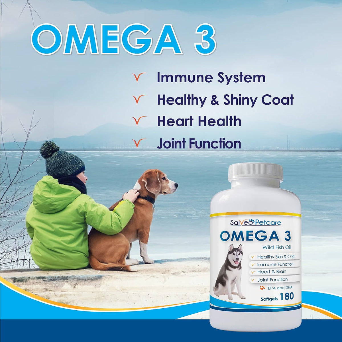 Omega 3 Fish Oil for Dogs – Natural Pet Supplement for Shiny Coat, Wild Caught, 180 Capsules - görsel 2