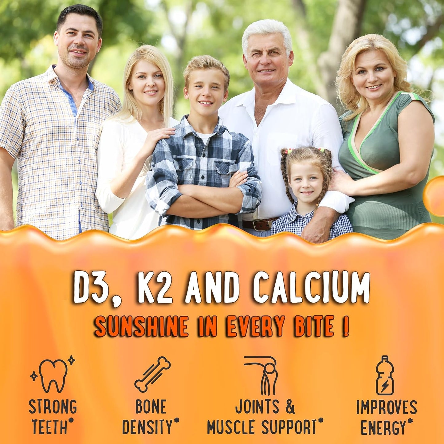 OH MY CHEWY Vitamin D3 K2 & Calcium Gummies | 5000 IU D3, 120 mcg K2 (MK-7) - görsel 3