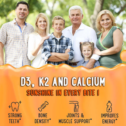 OH MY CHEWY Vitamin D3 K2 & Calcium Gummies | 5000 IU D3, 120 mcg K2 (MK-7)