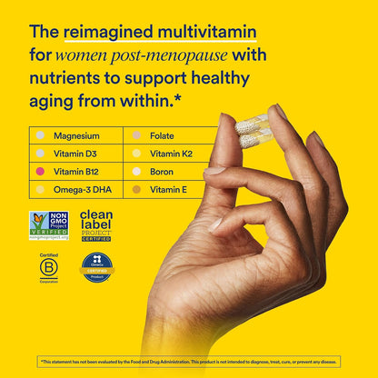 Ritual Essential for Women 50+ Daily Multivitamin – Vegan, Non-GM, Delayed-Release Capsules with Omega-3 DHA, Folate, Vitamin D3, Magnesium – 60 Capsules (30 Servings)