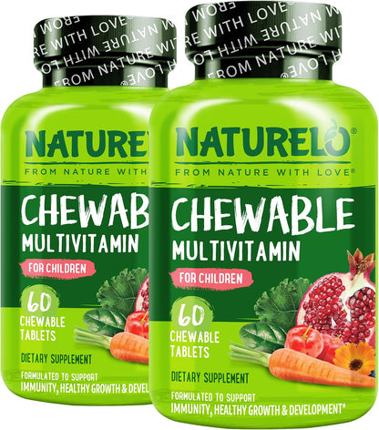 NATURELO Chewable Multivitamin for Children - 60 Tablets - Organic Fruit Blend
