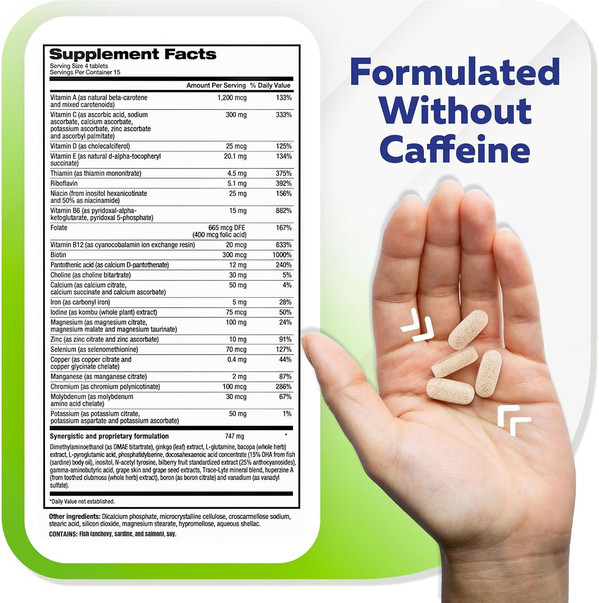 Focus Factor Adults Extra Strength, 120 Tablets - Brain Supplement for Memory, Concentration and Focus - Complete Multivitamin with DMAE, Vitamin D, DHA - Trusted Health Supplements - görsel 3