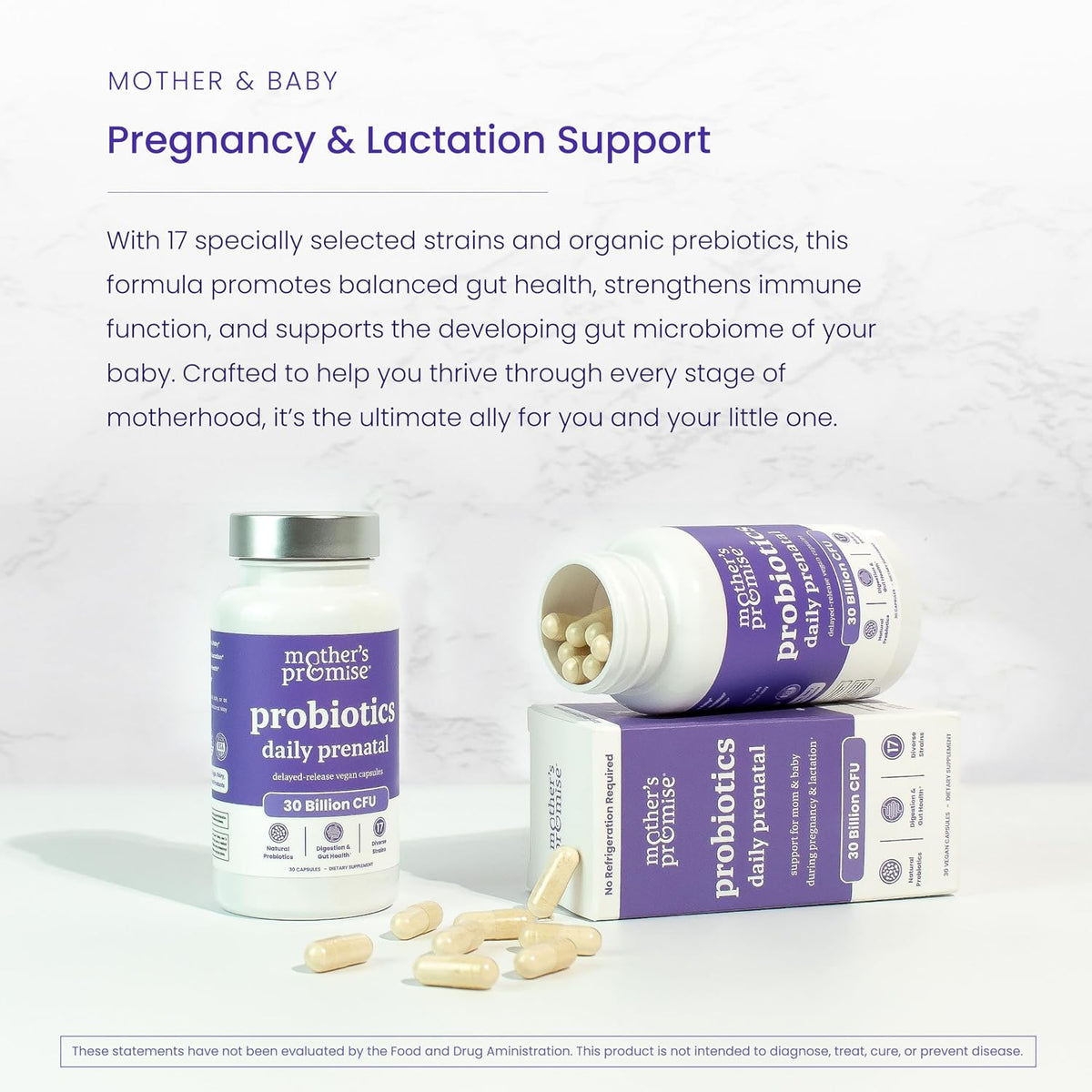 Prenatal Probiotics for Women - 30 Billion CFU, 17 Strains + Organic Prebiotics - Vegan Capsules - görsel 6