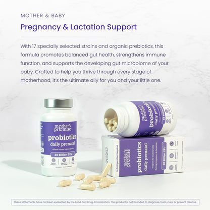 Prenatal Probiotics for Women - 30 Billion CFU, 17 Strains + Organic Prebiotics - Vegan Capsules