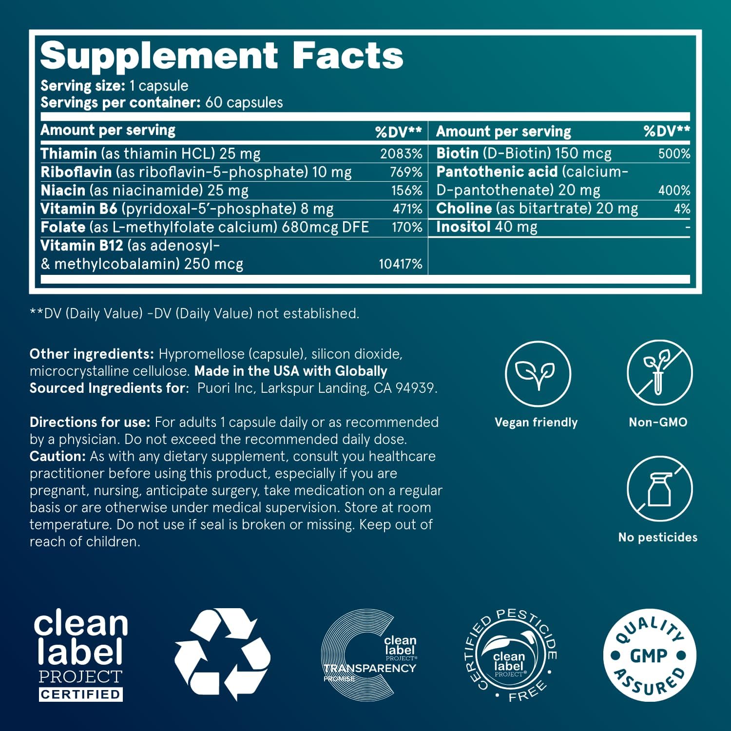 Puori Pure Energy Vitamin B-Complex - görsel 3