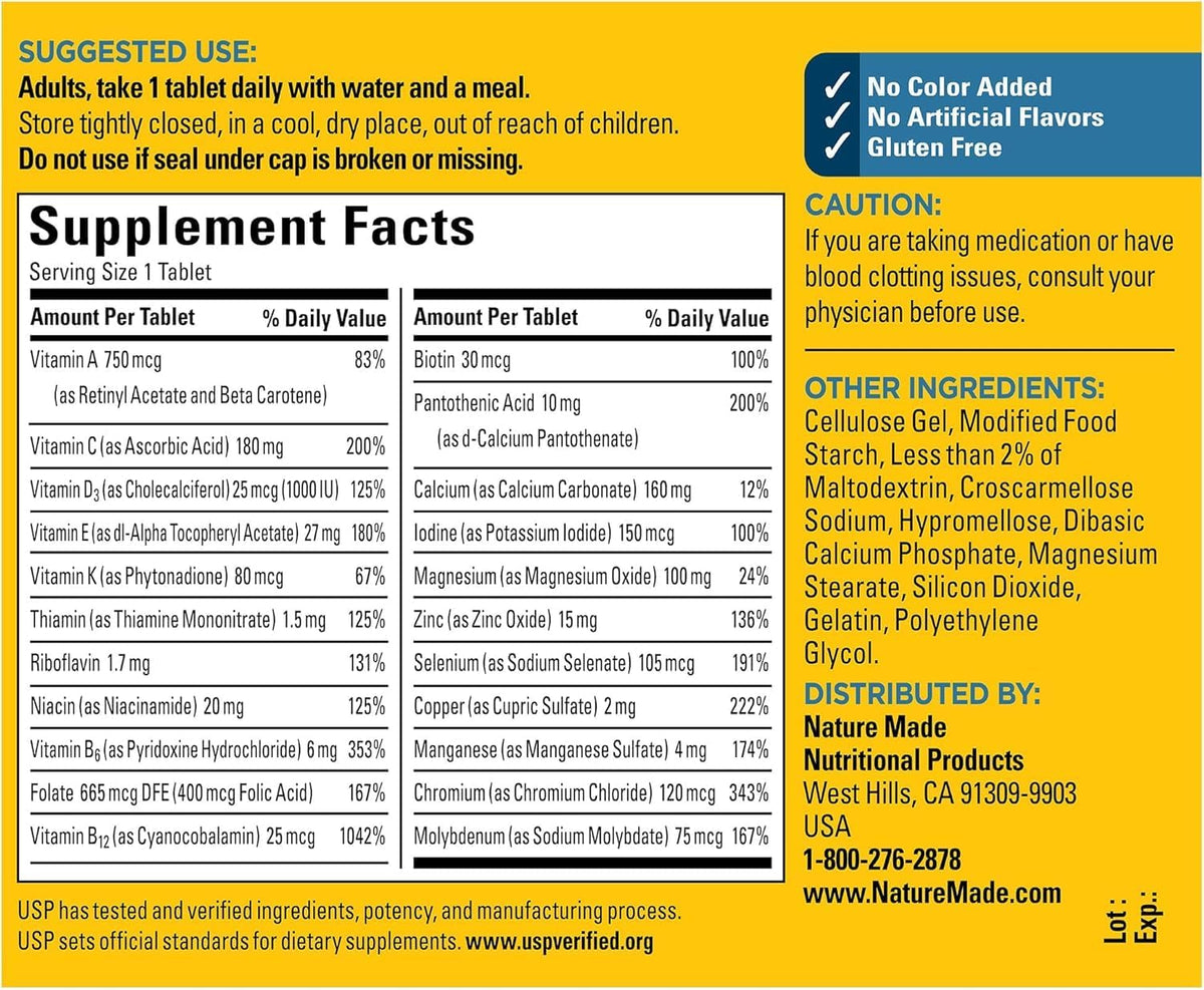 Nature Made Multi for Him 50+ Food Supplement Tablets 90 tablets (Pack of 2) - görsel 4