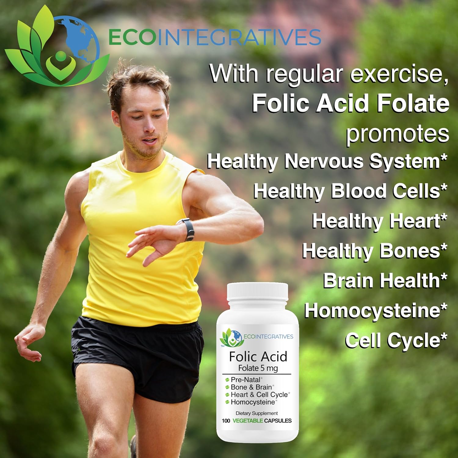 EcoIntegratives Folic Acid Folate 5mg (B9) – 100 Vegan Capsules - görsel 4