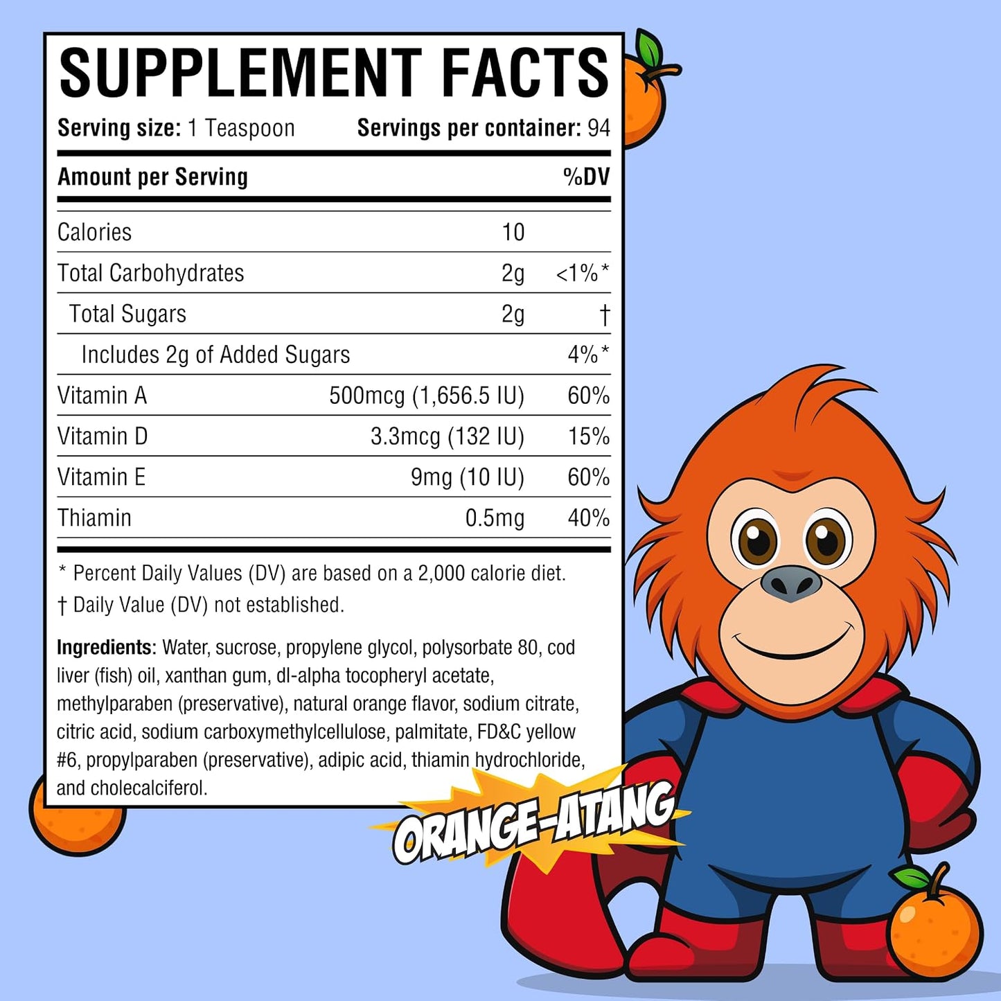 Amore Life Daily Liquid Multivitamin for Kids with Vitamins A, D, E, B1 & Cod Liver Oil, Orange, 473 ml - görsel 2