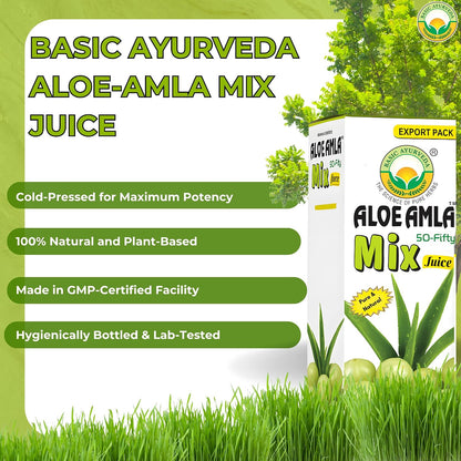Basic Ayurveda Aloe Vera & Amla Herbal Mix Juice | 480ml