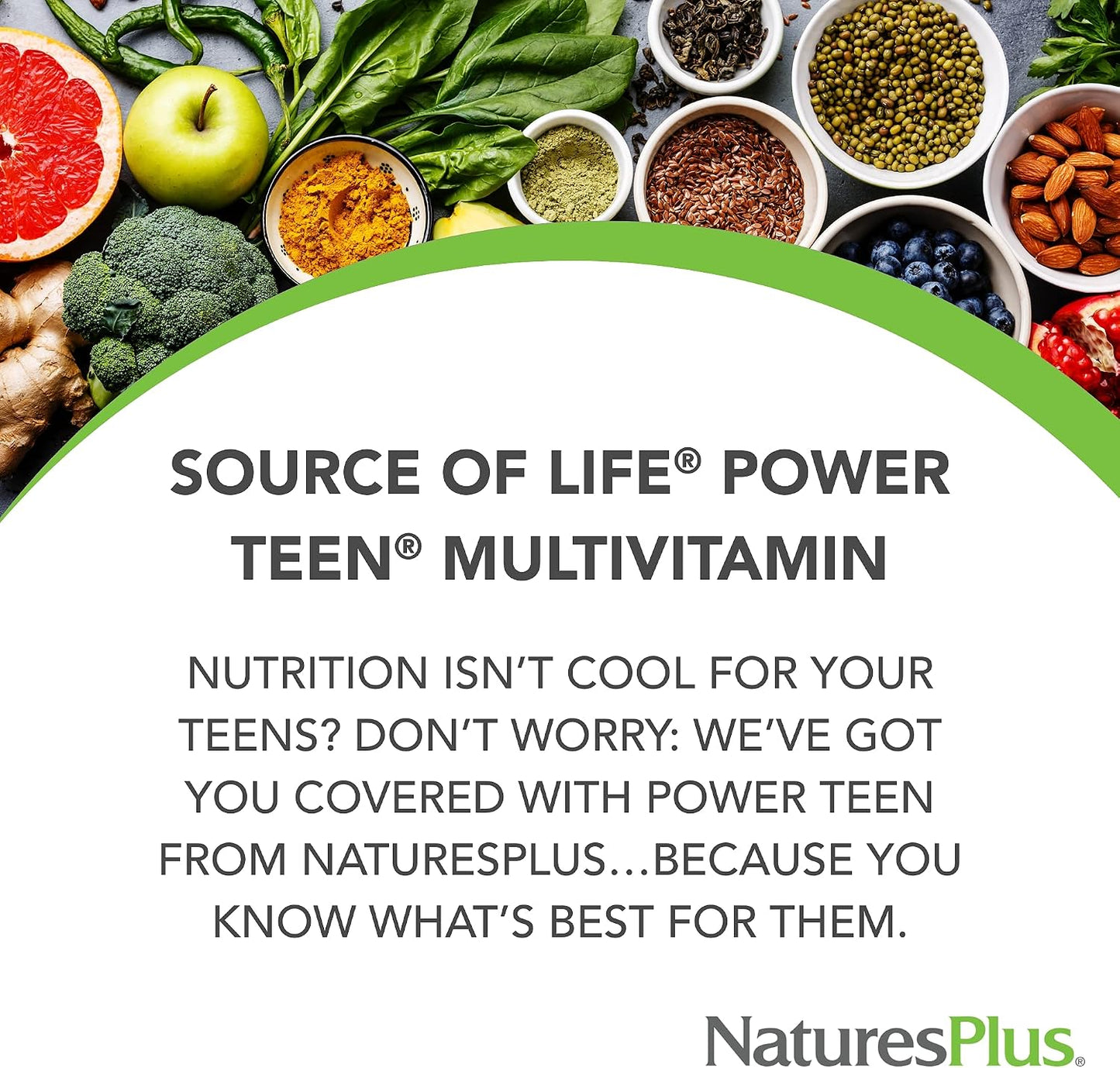 NaturesPlus Source of Life Power Teen Multivitamin - 180 Vegetarian Tablets - görsel 3