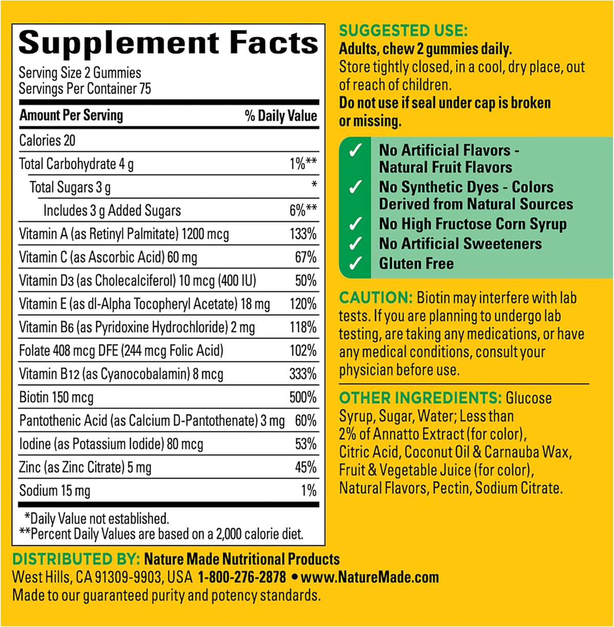 Nature Made Multivitamin Gummies - 150 Gummies (75-Day Supply) - görsel 9