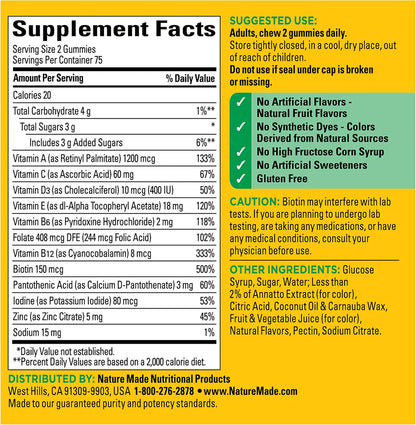 Nature Made Multivitamin Gummies - 150 Gummies (75-Day Supply)