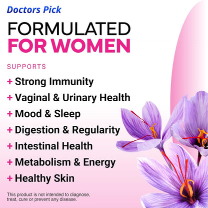 Doctors Pick Fem Pro Probiotics for Women. 17 Clinically Effective Strains for Vaginal, Digestive & Immune Support, Urinary Tract Health, pH Balance and Mood. 60 Veggie Capsules, 2 Month Supply