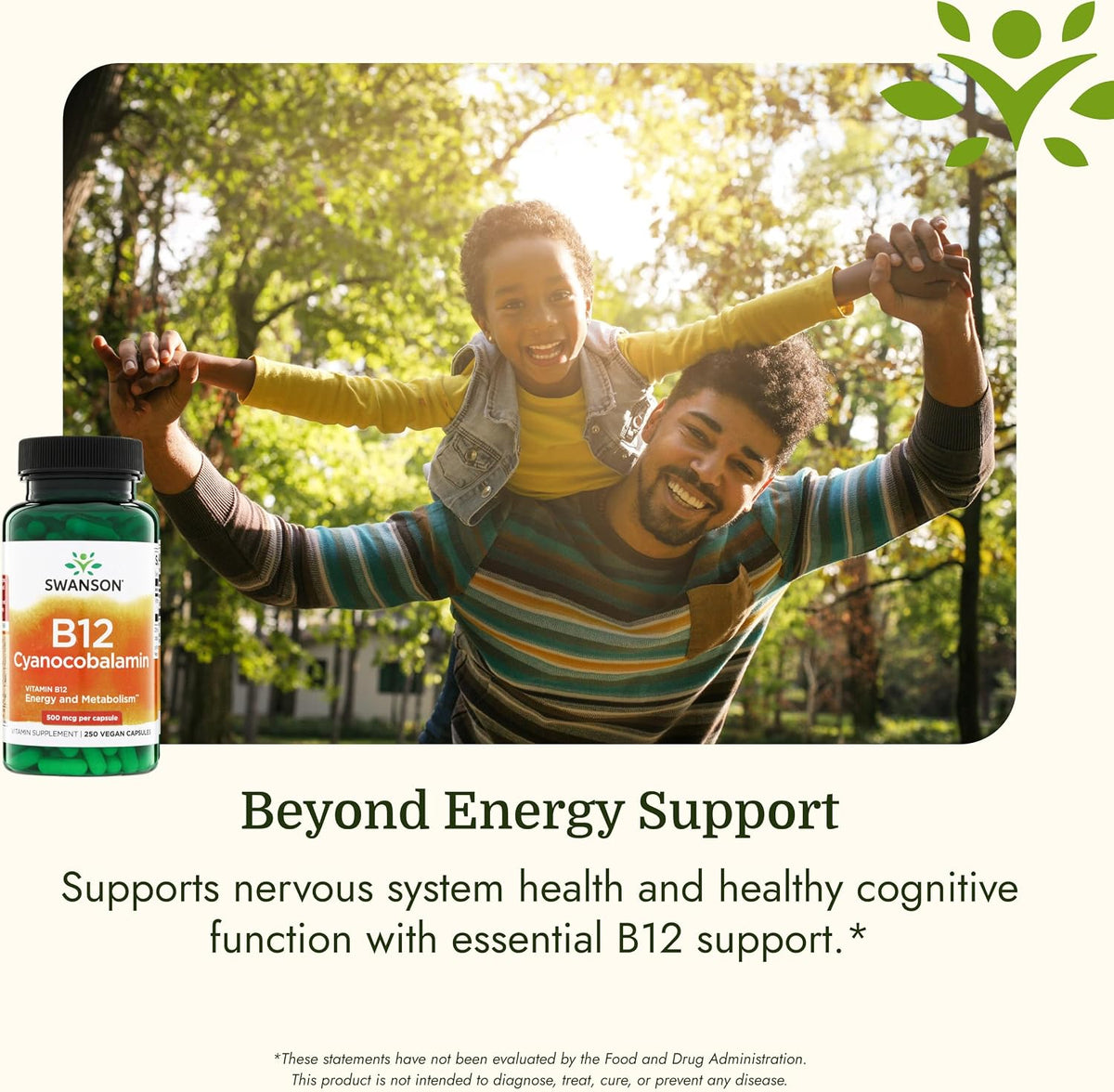 Swanson Vitamin B12 Cyanocobalamin 500 mcg – Energy and Nervous System Support Supplement for Adults – 250 Vegan Capsules - görsel 5