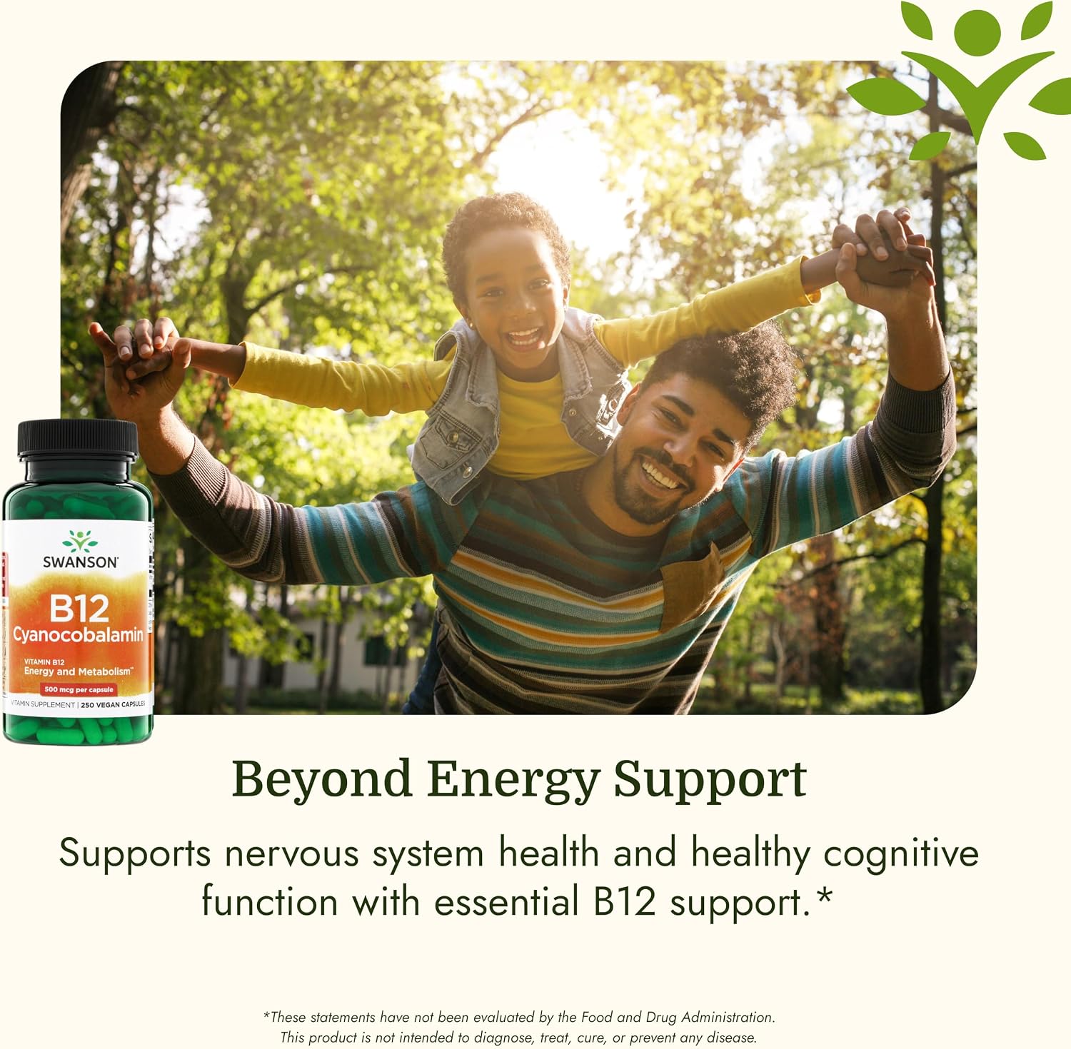 Swanson Vitamin B12 Cyanocobalamin 500 mcg – Energy and Nervous System Support Supplement for Adults – 250 Vegan Capsules - görsel 5