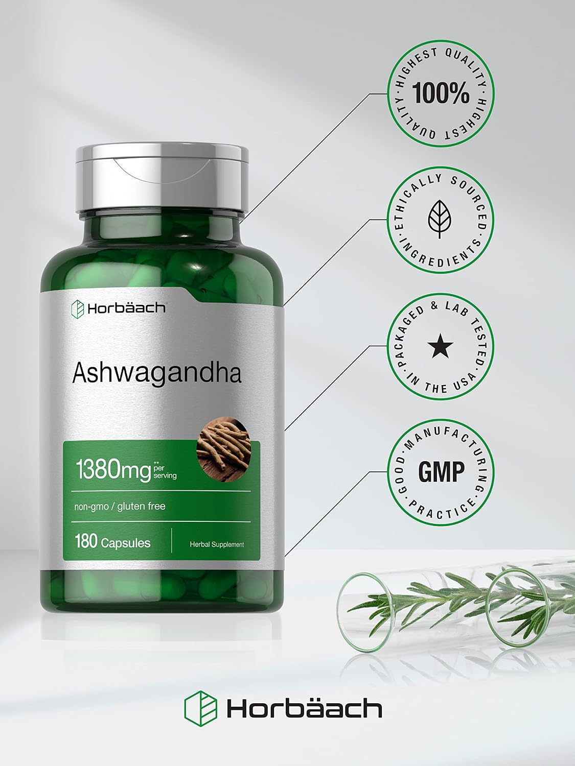 Horbäach Ashwagandha Root Supplement – 180 Capsules - görsel 5