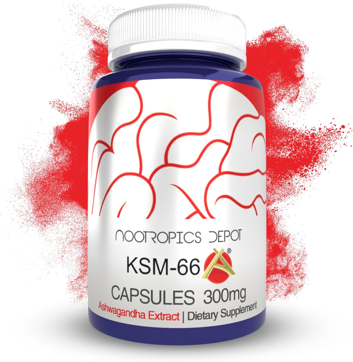 Nootropics Depot KSM-66 Ashwagandha Capsules - 300mg, 90 Count, Adaptogen for Stress Relief* - görsel 1