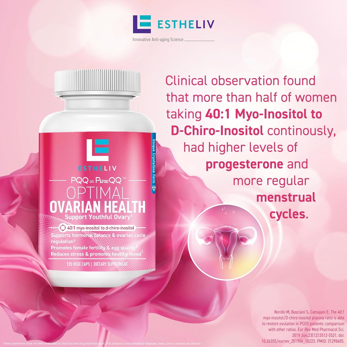 ESTHELIV Optimal Ovarian Health - Myo-Inositol & D-Chiro 40:1 with PQQ - 120 Capsules - görsel 9
