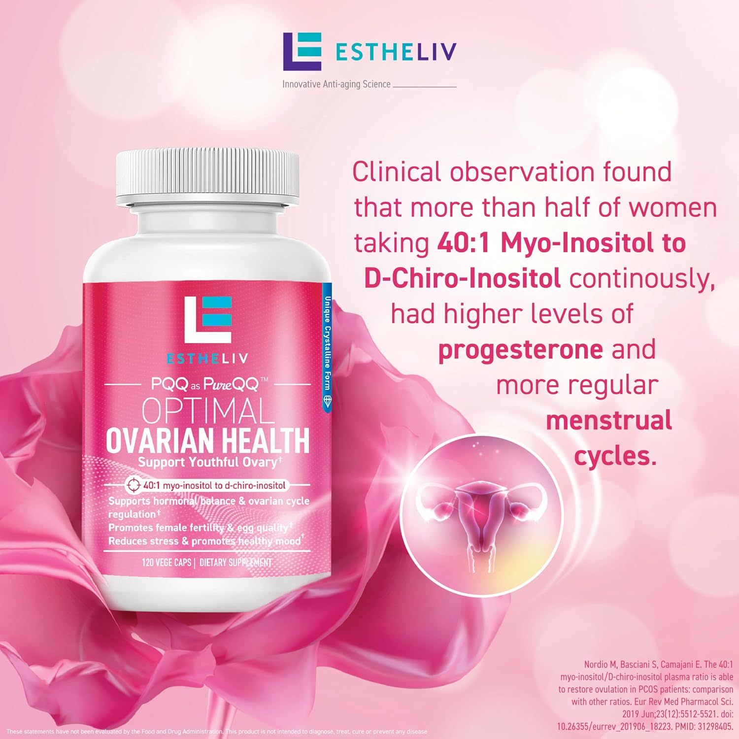 ESTHELIV Optimal Ovarian Health - Myo-Inositol & D-Chiro 40:1 with PQQ - 120 Capsules - görsel 9