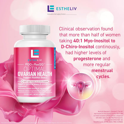 ESTHELIV Optimal Ovarian Health - Myo-Inositol & D-Chiro 40:1 with PQQ - 120 Capsules