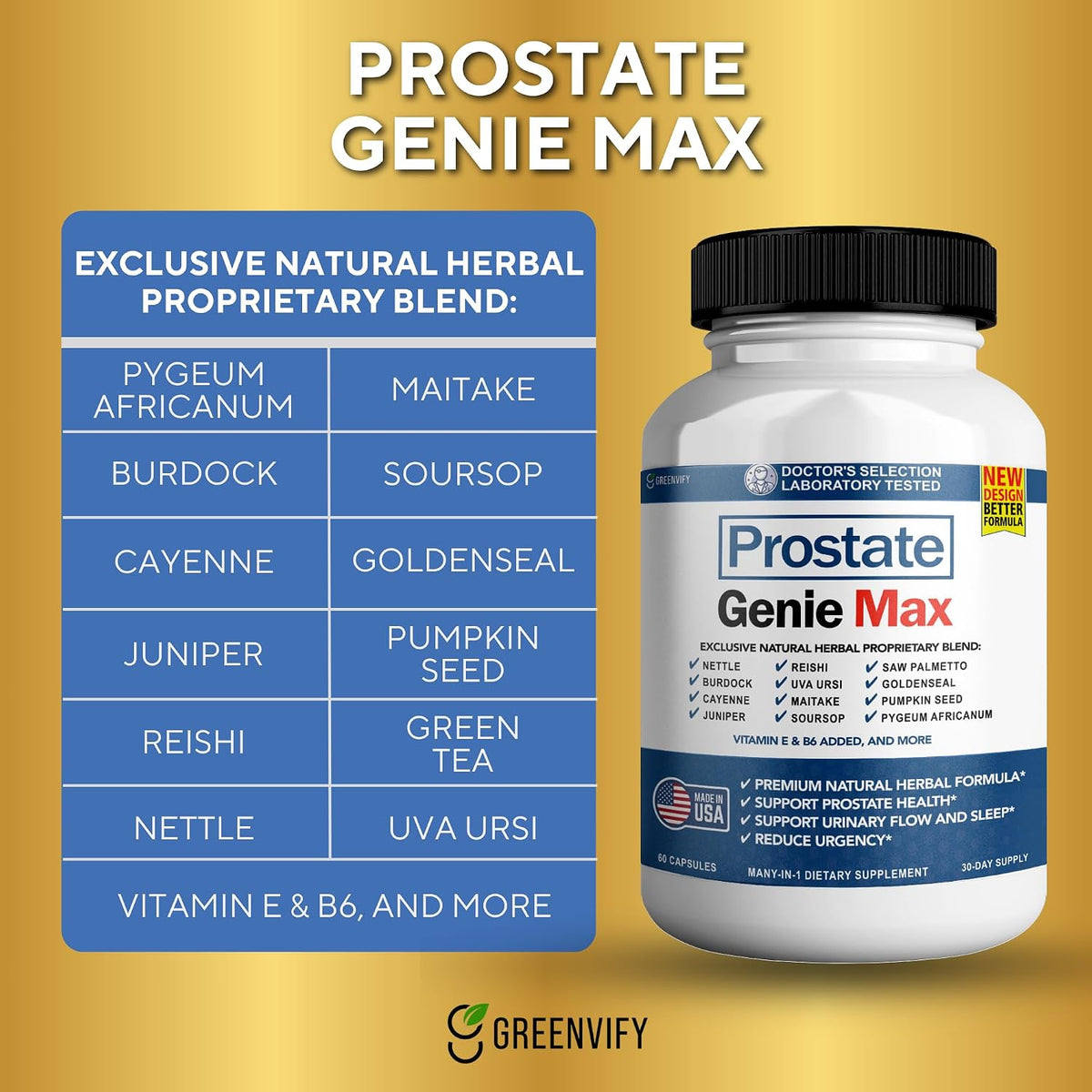 GREENVIFY Prostate Genie Max - Natural Prostate Support & Urinary Flow Formula, 120 Capsules (2-Pack) - görsel 2