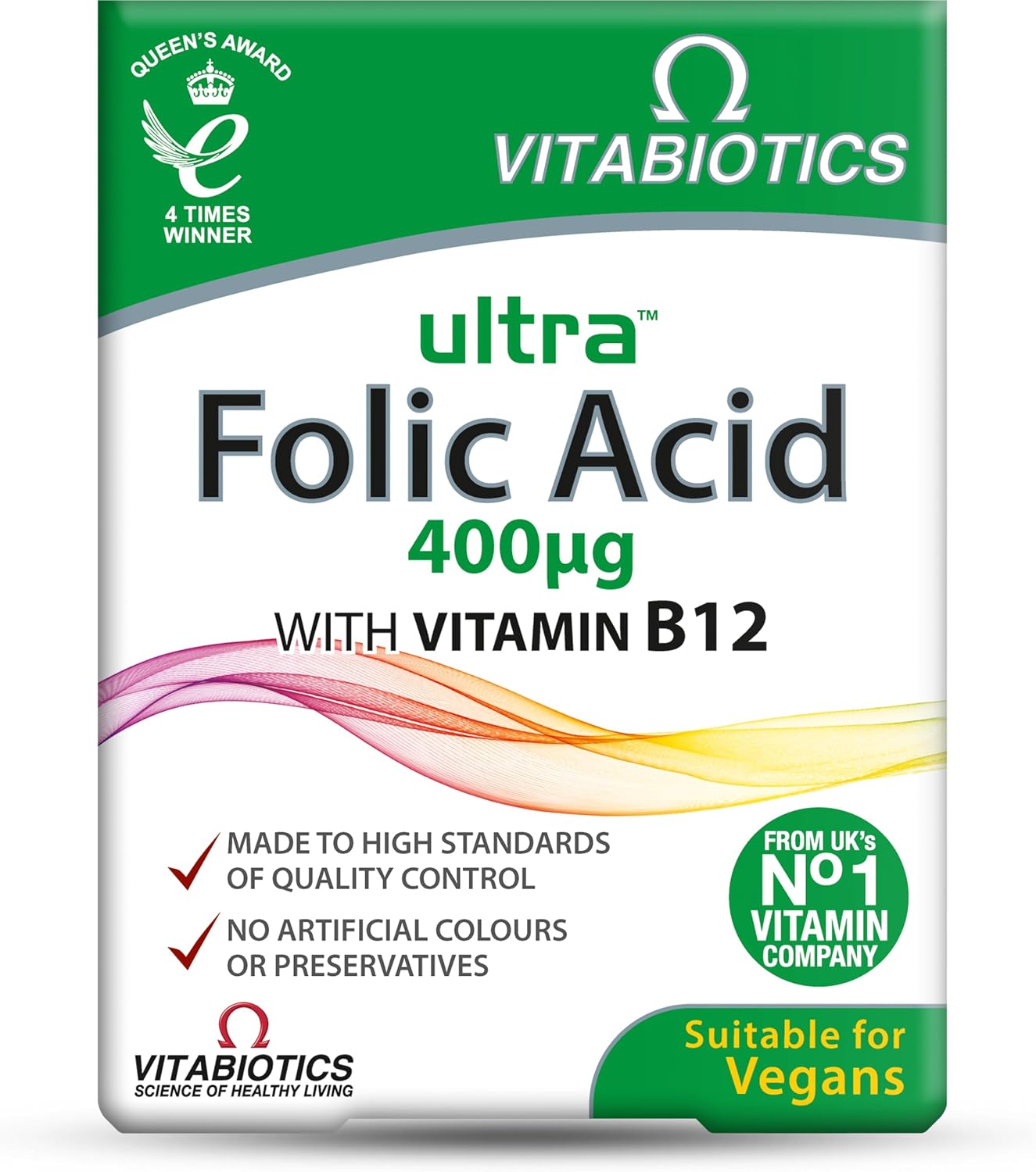 Vitabiotics Ultra Folic Acid 400mcg with Vitamin B12 – 60 Tablets - görsel 1