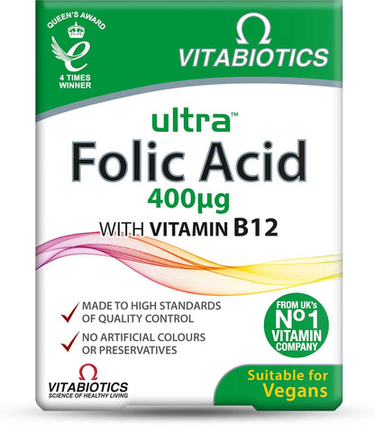 Vitabiotics Ultra Folic Acid 400mcg with Vitamin B12 – 60 Tablets